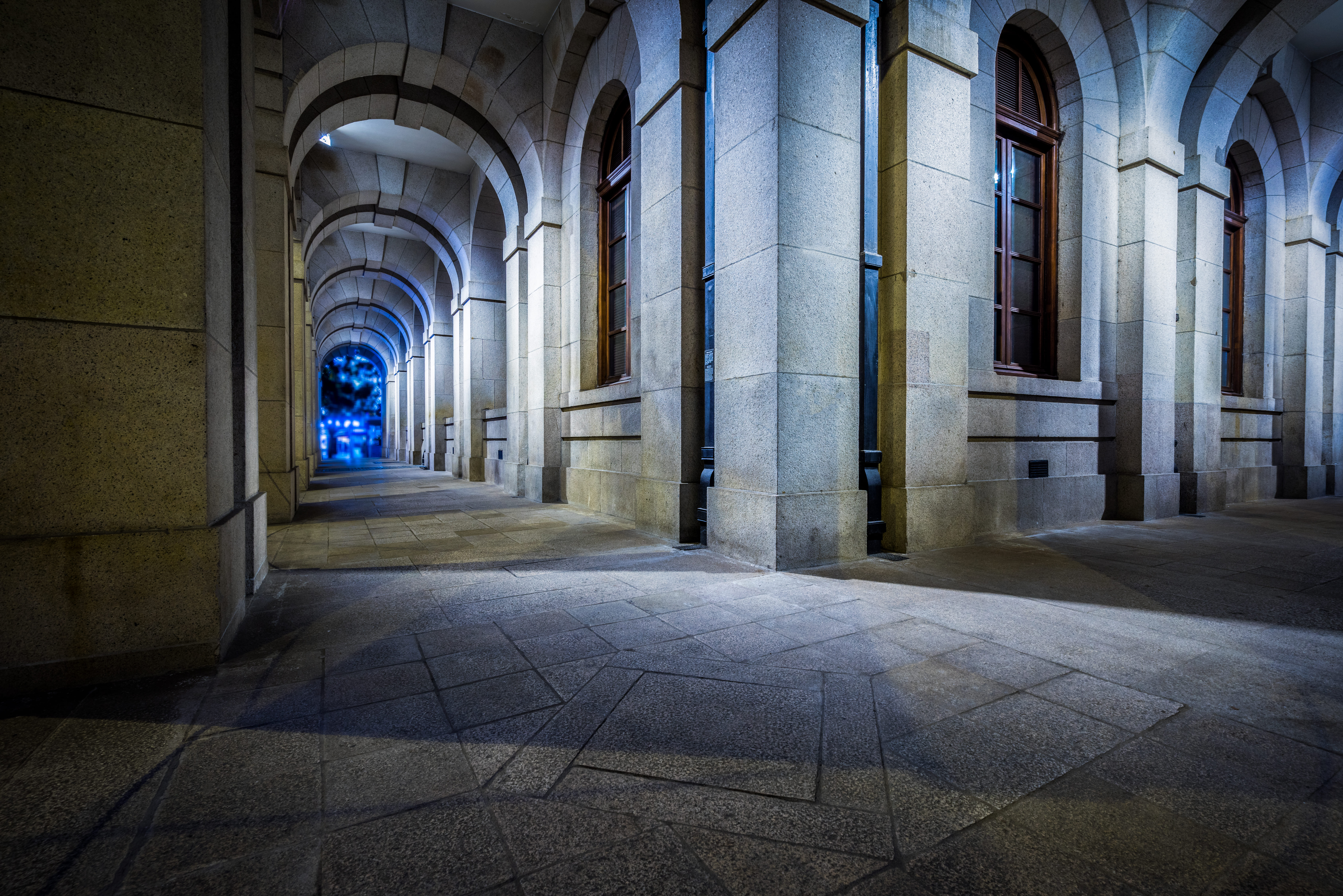 Vintage gothic-style academic building with dark academia atmosphere